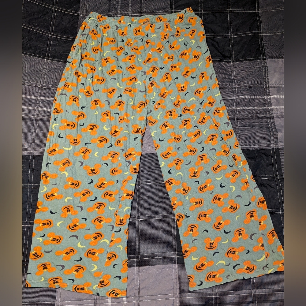 Disney Halloween Mickey Mouse Jack O Lantern Cropped Pajama Bottoms sz S